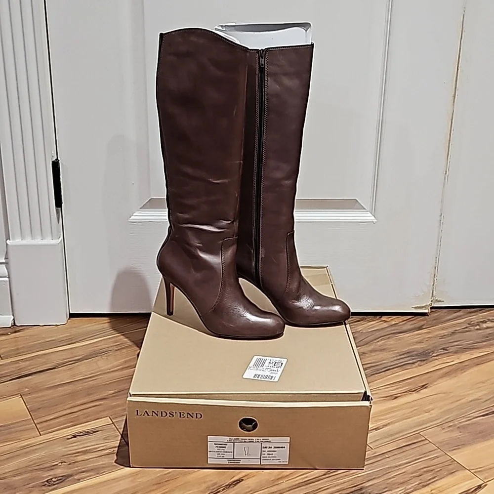 Land's End Allaire High Heel Tall Boot Expresso 7.5 - New in Box